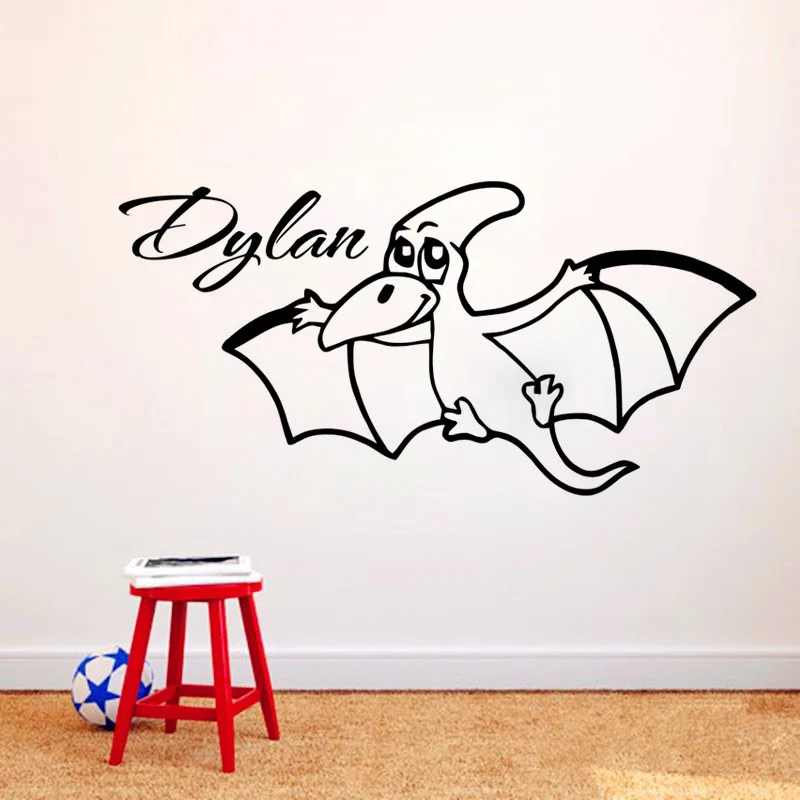 Baby Dinosaur Vinyl Wall sticker Custom Name Decal For Kids Removable