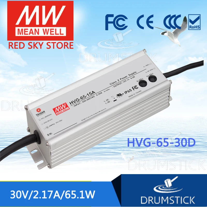 

MEAN WELL HVG-65-30D 30V 2.17A meanwell HVG-65 30V 65.1W Single Output LED Driver Power Supply D type