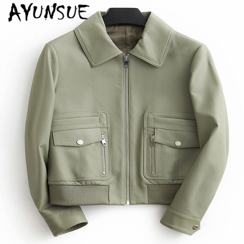 

AYUNSUE Genuine Leather Jacket Women Clothes 2019 Casual Real Sheepskin Coat Female Slim Fit Ladies Jackets Outerwear B19D01034