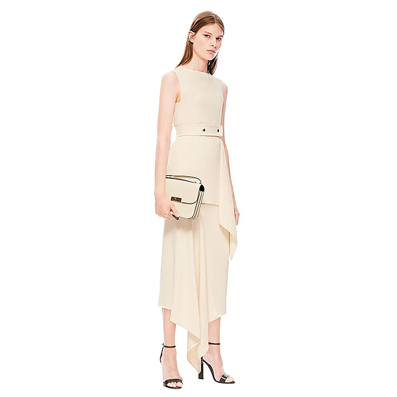 Victoria Gilet Haute Sexy Longue Robe Partie Qualité Automne Noir Chic blanc Élégant Femmes Mode Piste Vintage Nouvelles Travail De Irrégulière rqSPZBr
