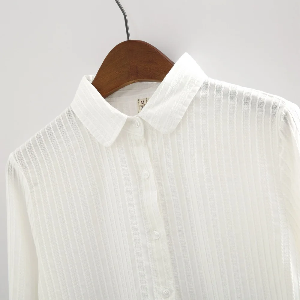 Long Sleeve Shirt Women Cotton White Shirtin Blouses & Shirts from