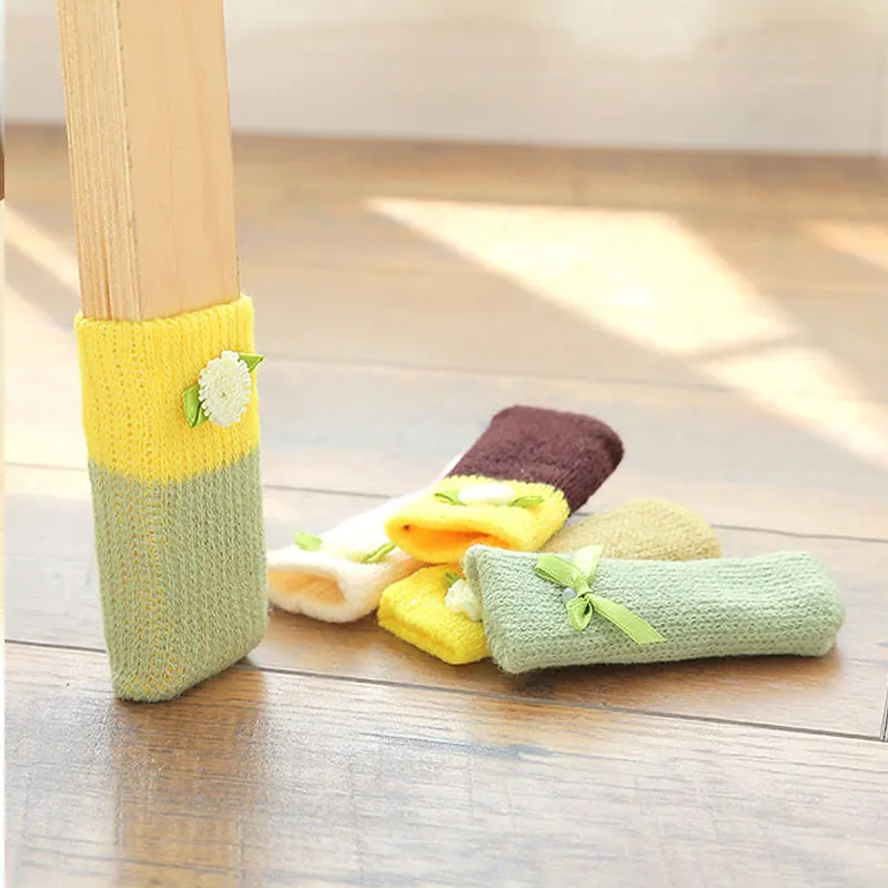 

4pcs Chair Leg Socks Cloth Gloves Floor Protection Knitting Wool Socks Protect Floor Knit Table Chair Covers Chair Sock 217