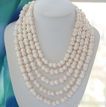 

FREE SHIPPING ****** z6264 long 18mm NATURE white double freshwater BIWA pearl necklace 100inch (A0511)