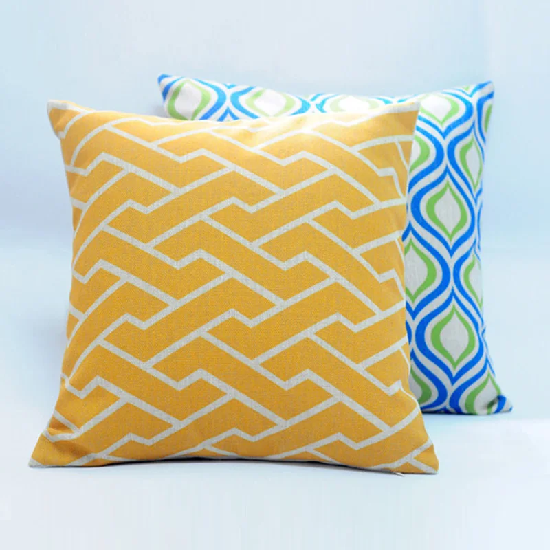 Wholesale autumn colors geometric linen cotton pillowcase pillow