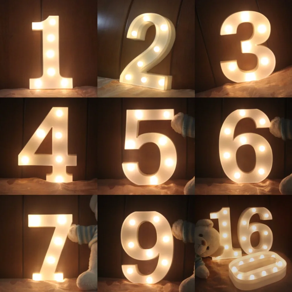1pc 10INCH Led Light Numbers Luminous Led Digital Romantic Wedding