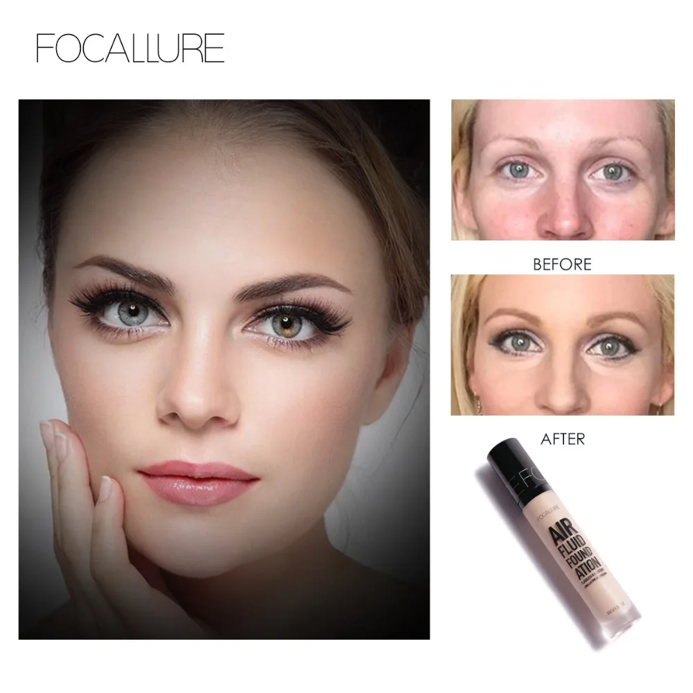 FOCALLURE Air Foundation идеальная основа Матовая жидкая основа Полное покрытие и УВЛАЖНЯЮЩАЯ основа для макияжа