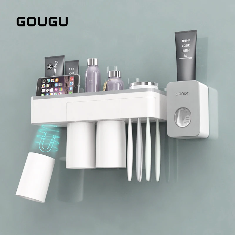 

Magnetic Adsorption Toothbrush Holder Toothpaste Squeezer Dispenser Household Wall Mount Storage Box Rack Bathroom Accessories