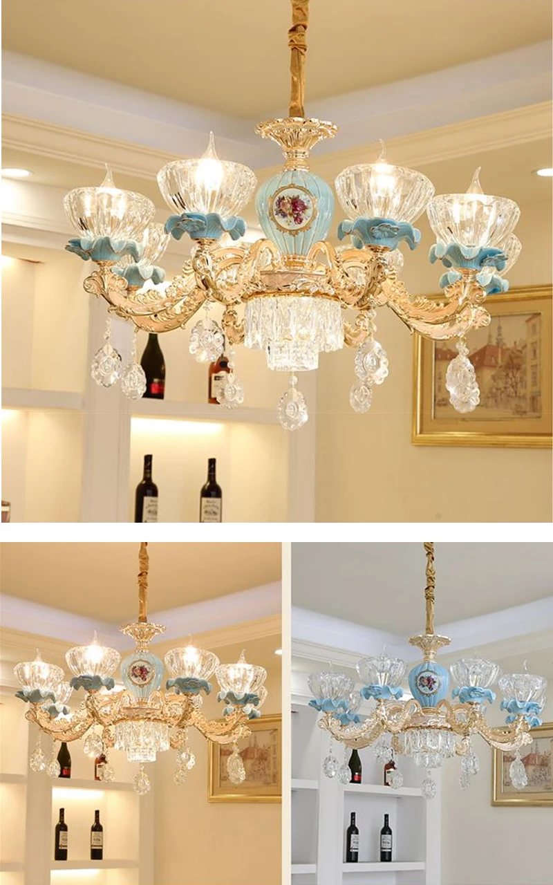 Lustre de Cristal para Sala Lustre de Cristal Conduziu a Lâmpada do Teto Luxo Estar Clássico Luminárias Quarto Lâmpada Ouro Cristal 7 Cheap Lustres