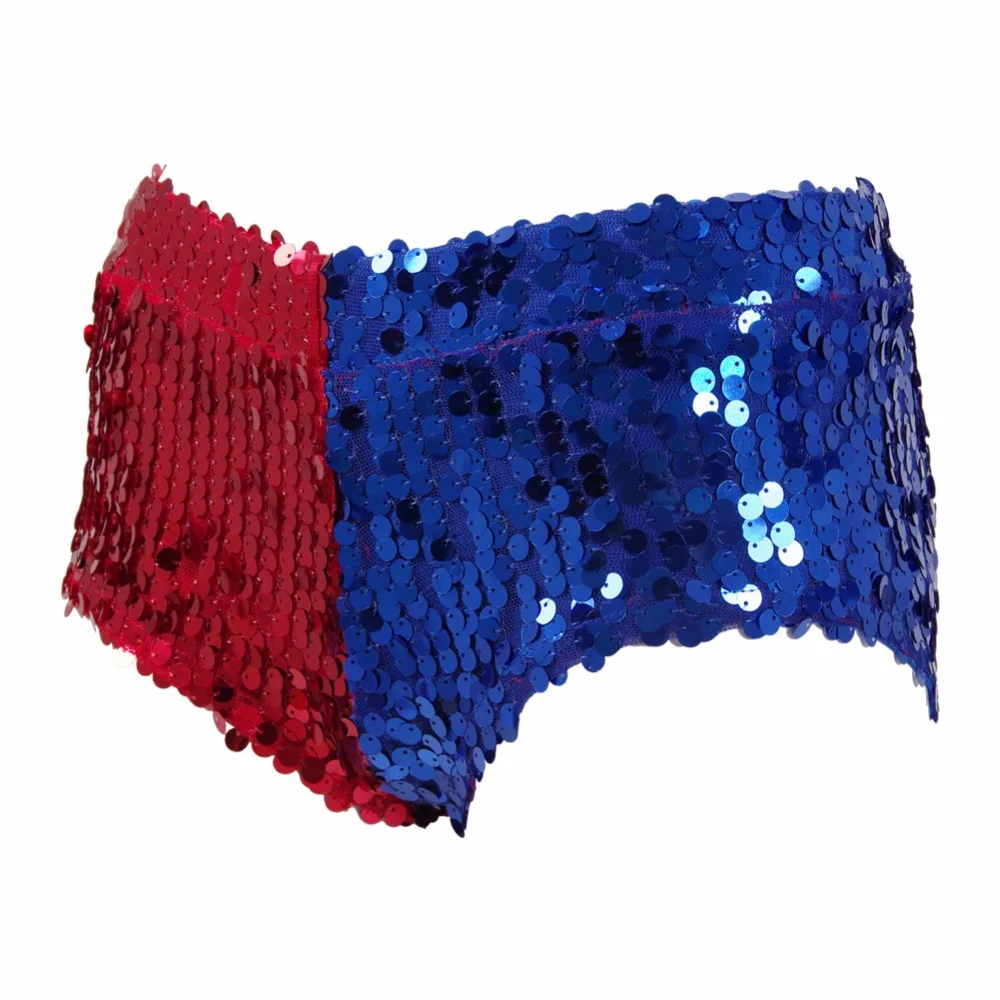  Suicide Squad Harley Quinn Cosplay Shorts and Belts Women Party Halloween Sequins Panty with Belt