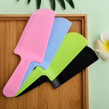 

30 Pcs 18x6cm plastic cake knife cutter Individual package disposable wedding party birthday Cake knife spatula pink black blue