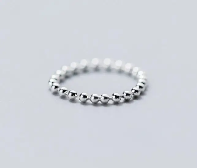 

2mm 100% Authentic REAL.925 Sterling Silver Fine Jewelry Lucky Round Beads Ring GTLJ1482