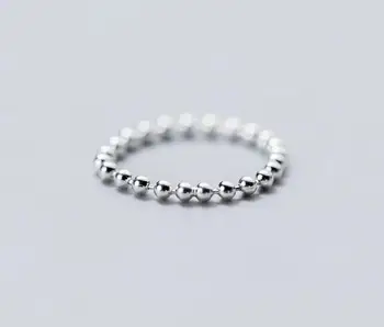 

2mm 100% Authentic REAL.925 Sterling Silver Fine Jewelry Lucky Round Beads Ring GTLJ1482