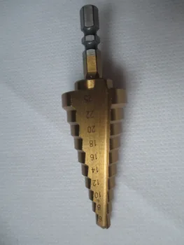 

Titanium-Coated Step HSS 4241 Drill bit Set 1/4" hex shank 6-25MM for wood metal