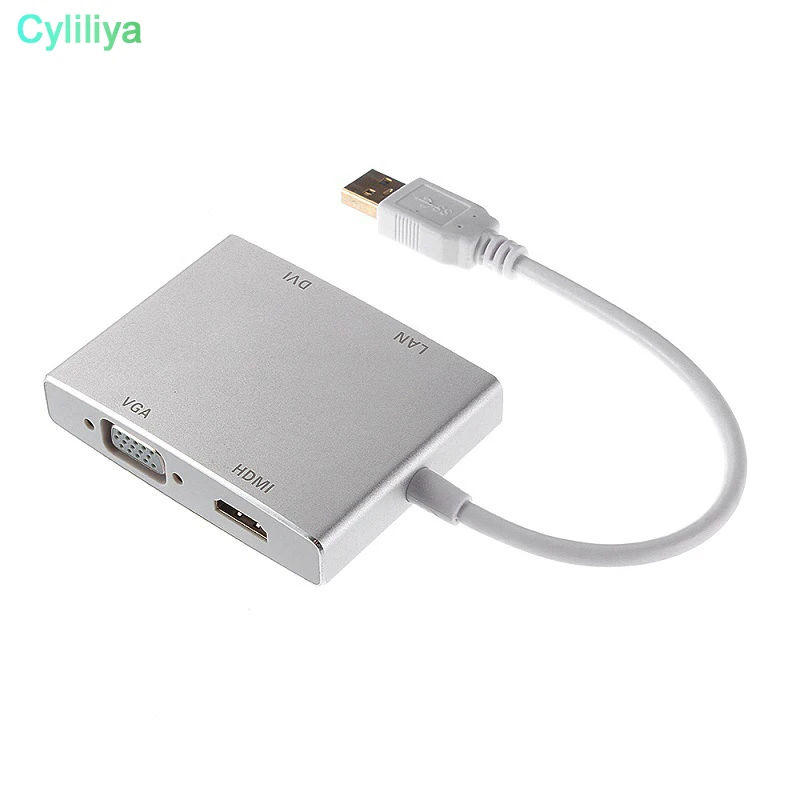 4 в 1 комбо USB 3 0 концентратор к HDMI 4K 30 @ HZ VGA DVI RJ45 10/100 гигабит Ethernet Lan адаптер кабель
