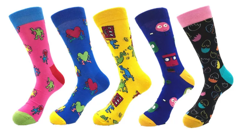 5 пар/лот бренд качество для мужчин носки для девочек чёсаный хлопок Красочные счастливые забавные носки распродажа модные повседневное