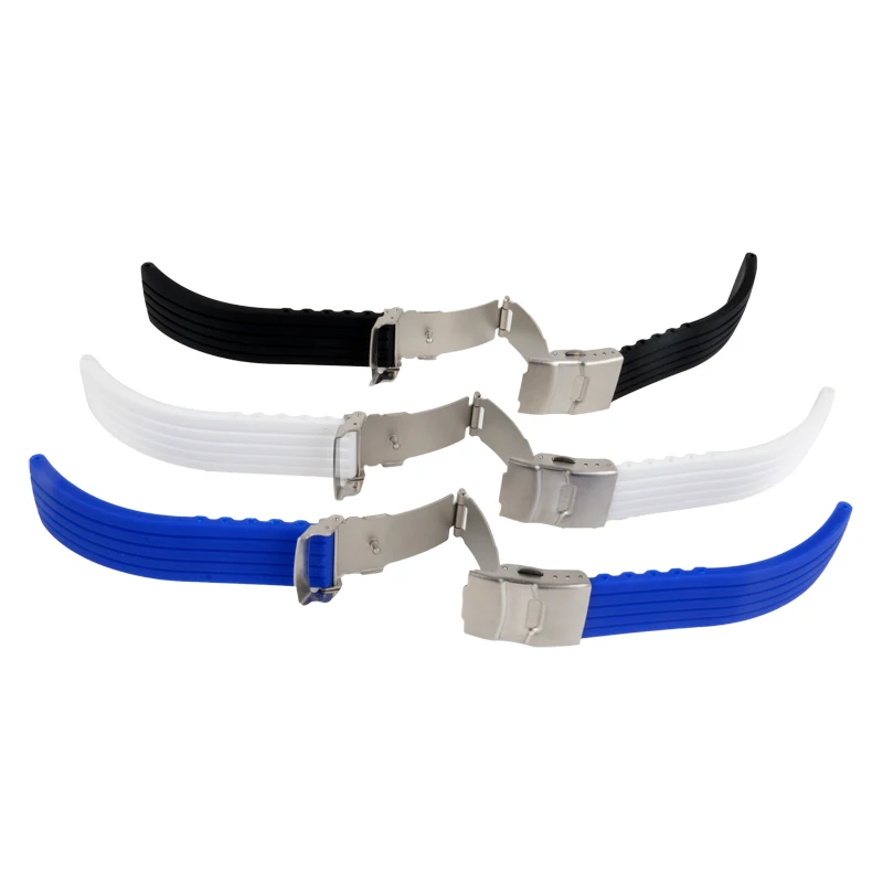 20mm 22mm reloj hombre Silicone Rubber Watch Strap Deployment Buckle Waterproof Band Sport Wrist Sweatband Watch Straps Band