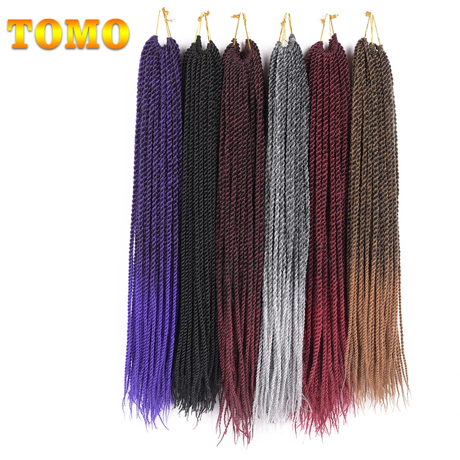 

TOMO Hair 30Roots 14" 16" 18" 20" 22" Synthetic Crochet Twist Braiding Hair Extensions Senegalese Twist 18Colors 1Pack/Lot