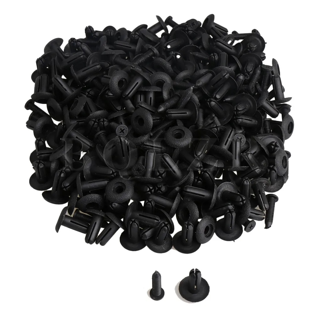 BQLZR 8mm Black Nylon Car Bumper Clips Push Screw Type Rivet Retainer