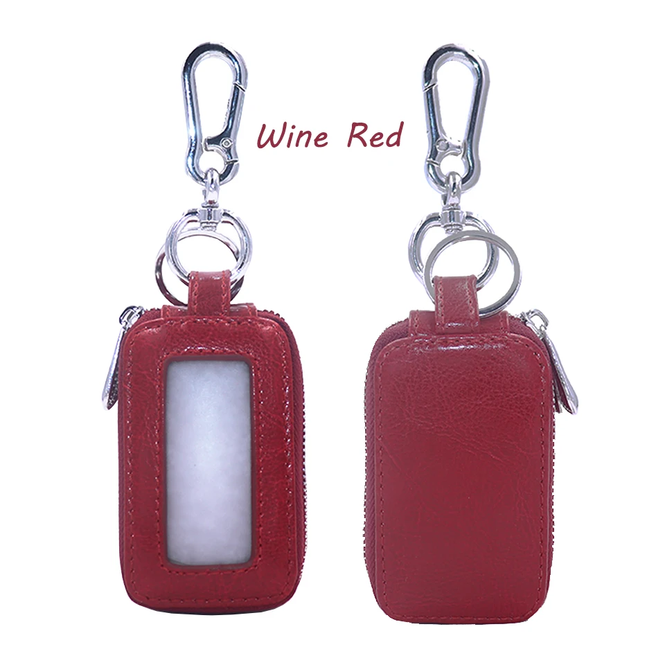 Унисекс большое пространство из натуральной кожи держатели ключей от автомобиля ключница многофункциональный двойной молнии квадратный домашний ключ кошелек дропшиппинг - Название цвета: Wine Red