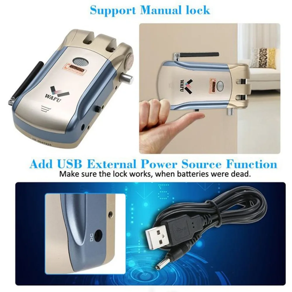 WAFU Smart Lock HF-008 Smart Deadbolt Enabled and Touchscreen Keyless 15M Smart Remote Control Lock Deadbolt with Built-In Alarm