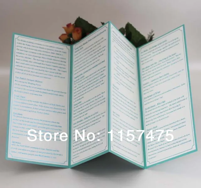 hi9004 customized 4 folded wedding programs order of service with