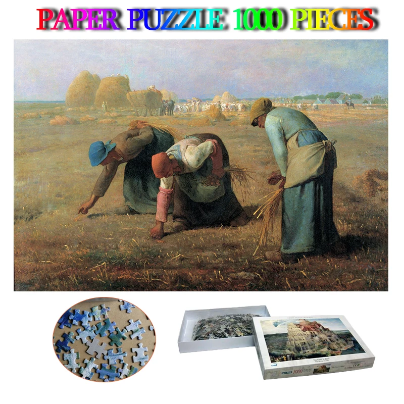 

The Gleaners Puzzle Famous Painting Adult Paper Puzzle 1000 Pieces Landscape Kids Adults 1000 Pieces Puzzle for Friend Gifts