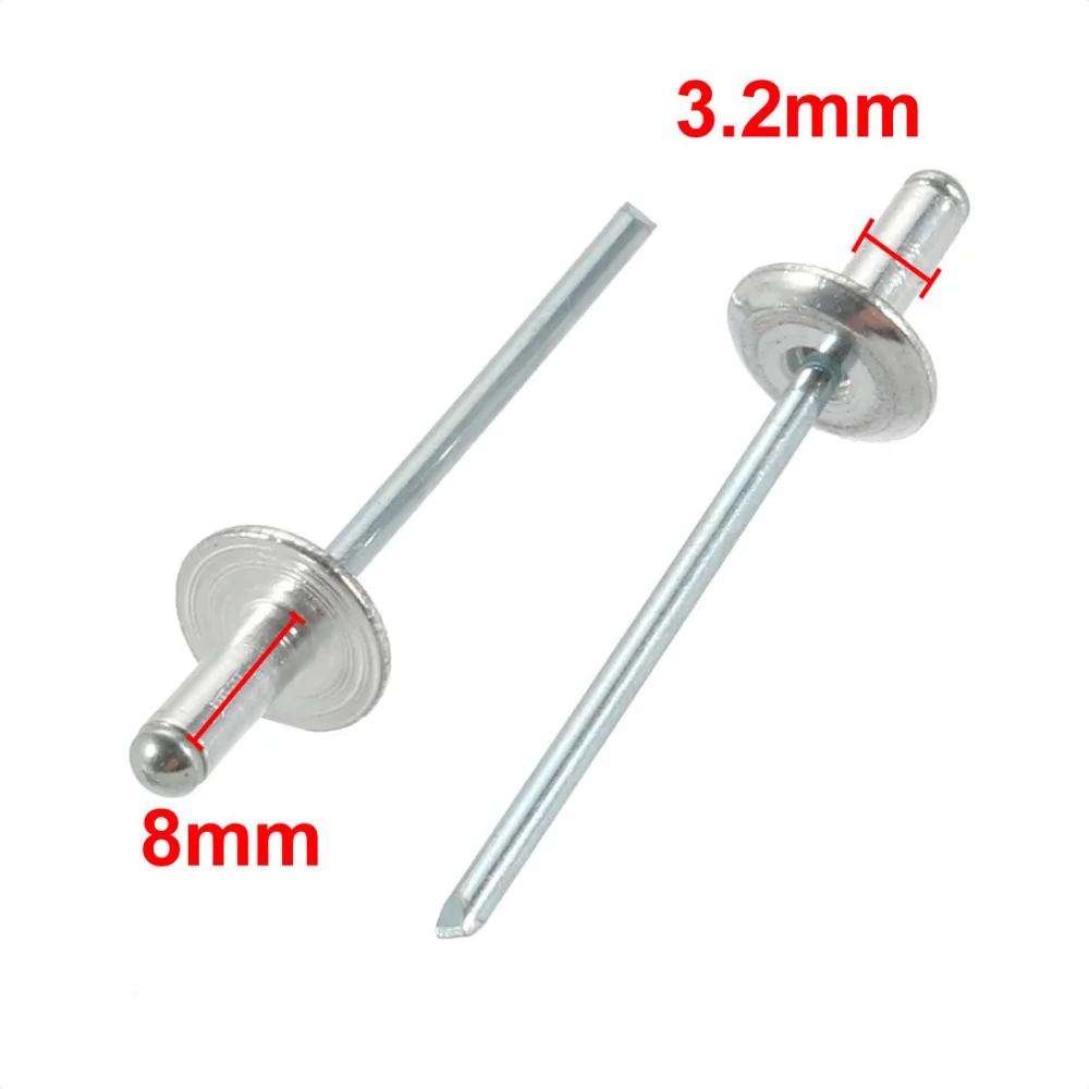 

Uxcell 40Pcs Blind Rivets 3.2x8/10/13/16mm Aluminum Open End Large Flange Rivet Fasteners For Buildings Aircraft Machines Hardwa