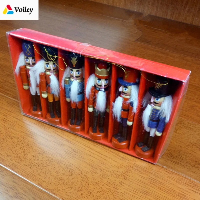 

Christmas Decoration 1pcs 12cm Zakka Wood Made Nutcracker Puppet New Year Christmas Desktop Ornaments Drawing Walnuts Soldiers,Q