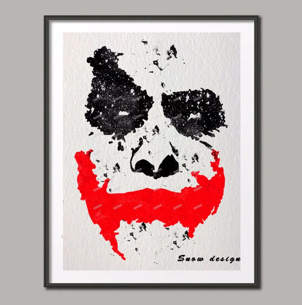 Original Watercolor The Joker Heath Ledger poster print canvas painting wall art Living room Home Decor wall sticker in Painting & Calligraphy from