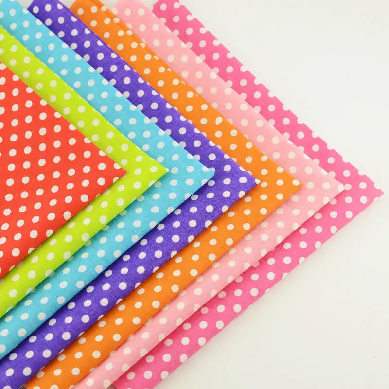 

Booksew Cotton Fabric 7 PCS for White Dots Printed Patchwork Different Color Quilting Sewing Scrapbooking Cloth Fat Quarter