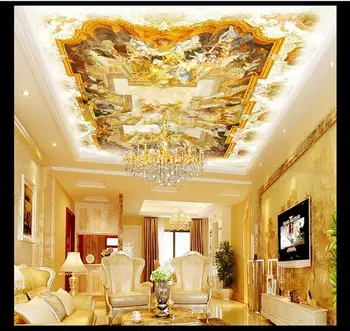 

custom 3d wallpaper 2014 New Non-woven Hand draw three-dimensional painting zenith ceiling murals background wallpaper