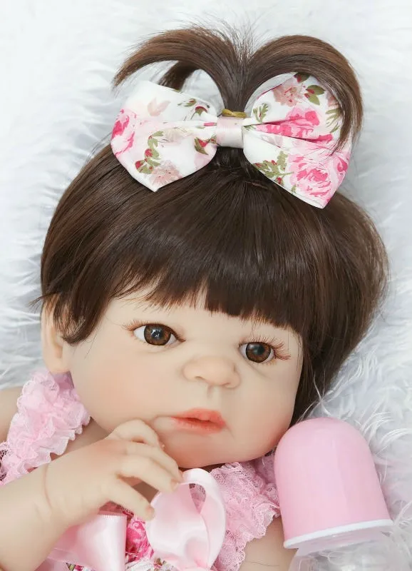 NPK 19inch 46cm Adorable Reborn Doll Handmade Full Silicone Bebes Reborn Girl Doll Boneca Fashion Baby Dolls For Girls