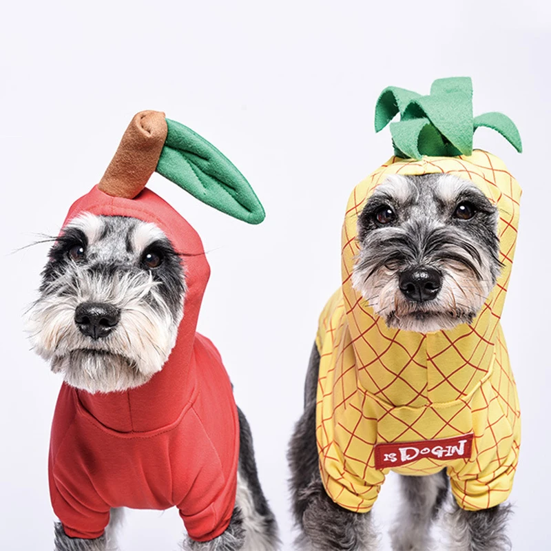 

Funny Fruits Puppy Costume Pet Dog Clothes for Small Dogs Chihuahua Pug Cute Hoodies French Bulldog Apple Pineapple Apparel