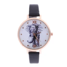 Brand New Elephant Dial watch Woman wristwatch Vintage PU Leather casual dress watch Style relogio feminino