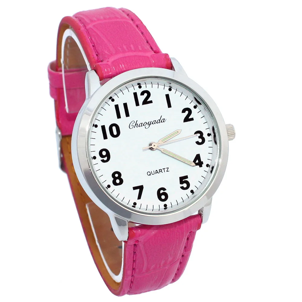 

Часы женские кварцевые с цифрами, с кожаным ремешком