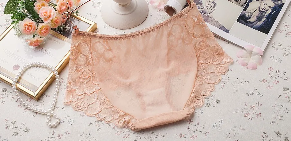 Plus Size L-XXXL Women Seamless Lace Panties Brand Women's Cotton Breathable Panty Transparent Sexy Briefs 14