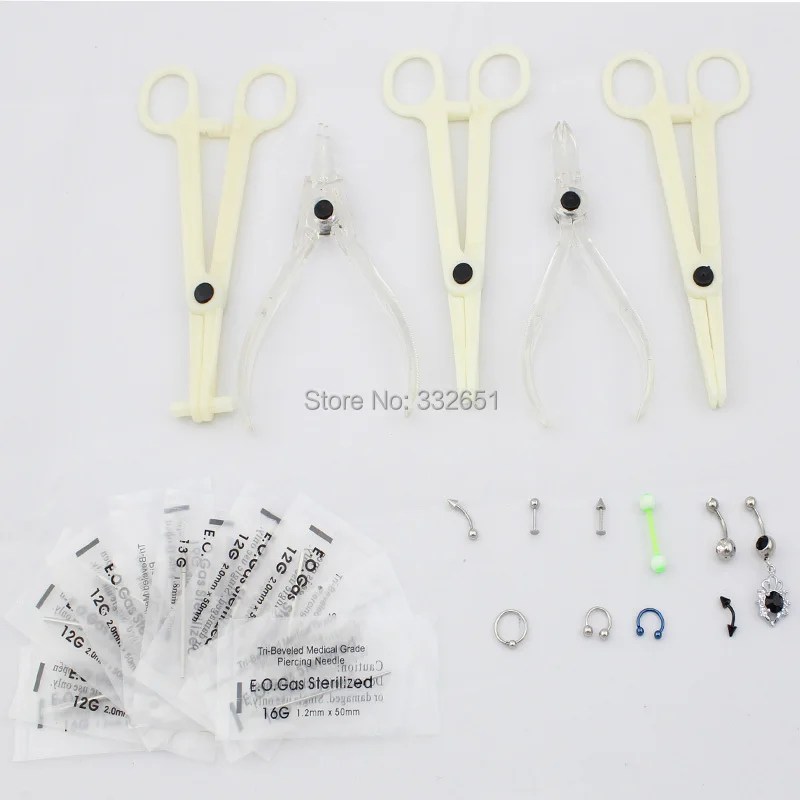 

CHUSE 25pcs Professional 11081 Sterilize Disposable Body Tattoo Piercing Tools Ring Nail jewelry Kits microblading Piercing