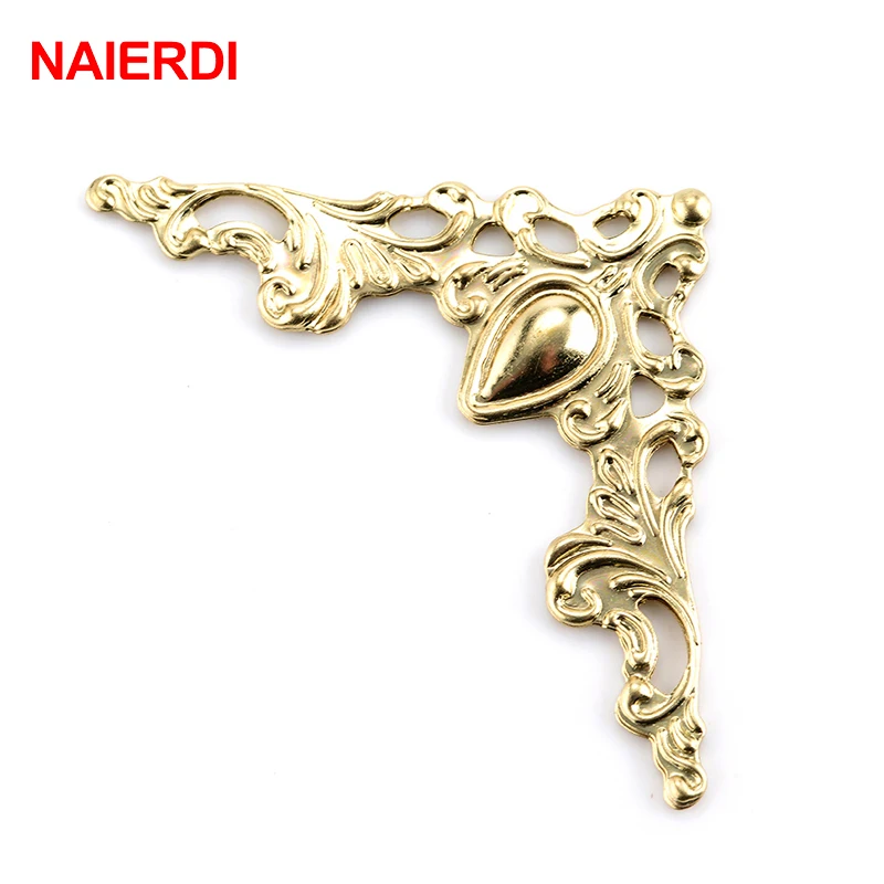 NAlERDI Metal Box Antique Corner Brackets 40mm Book Cover For Menus Pasting Decorative Protector Photo Frame Furniture Hardware