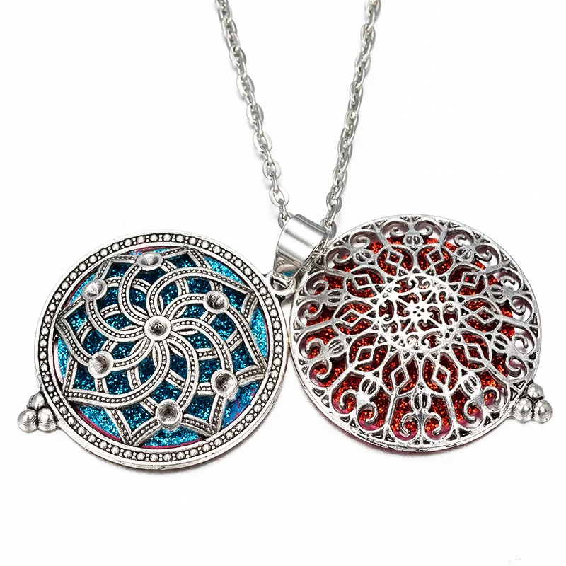 

Aroma diffuser Antiques Life Tree Owl Elephant Necklace Essential Oil Diffuser Small Box Pendant Necklace with Pad S08