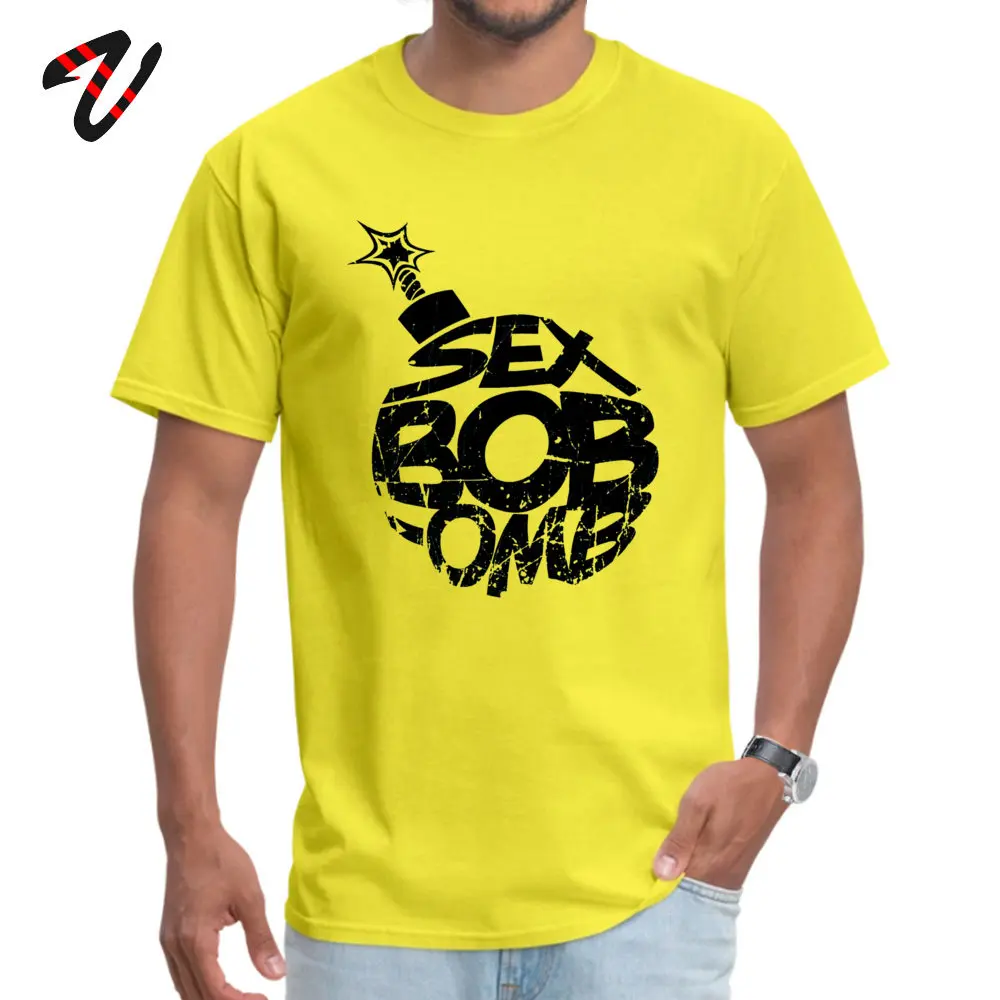 We are Sex BobOmb! T-Shirt New Design Short Sleeve Design Pure Cotton Round Neck Men Tees Printed On T-Shirt Summer Fall We are Sex Bob-Omb! -18933 yellow