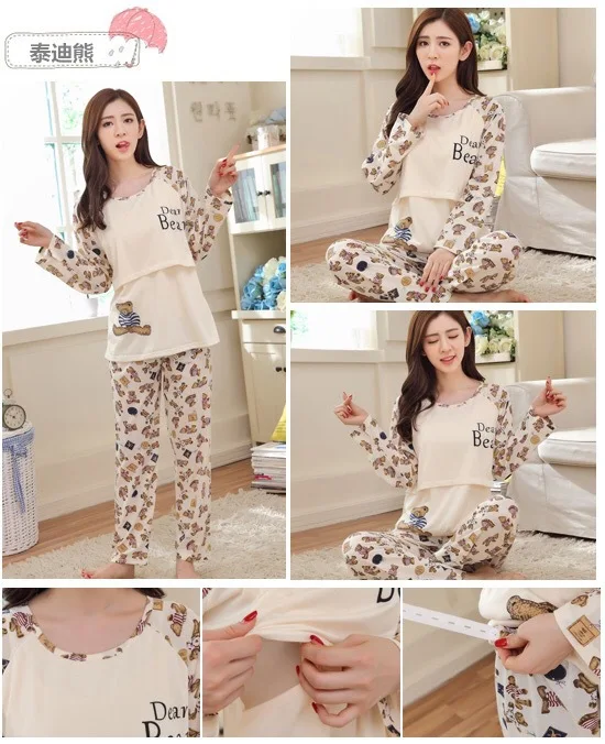 Moda Amamentação Pijamas Maternidade Enfermagem Conjuntos Gravidez Algodão 21 High Quality Mamãe e Bebê