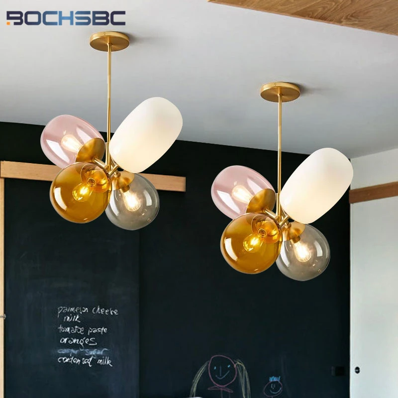 8005 BOCHSBC 2019 NEW Color Balloon Stained Glass Ball Pendant Lamp For Children Bedroom Nordic Modern Light Hanging Fixture Hanglamp