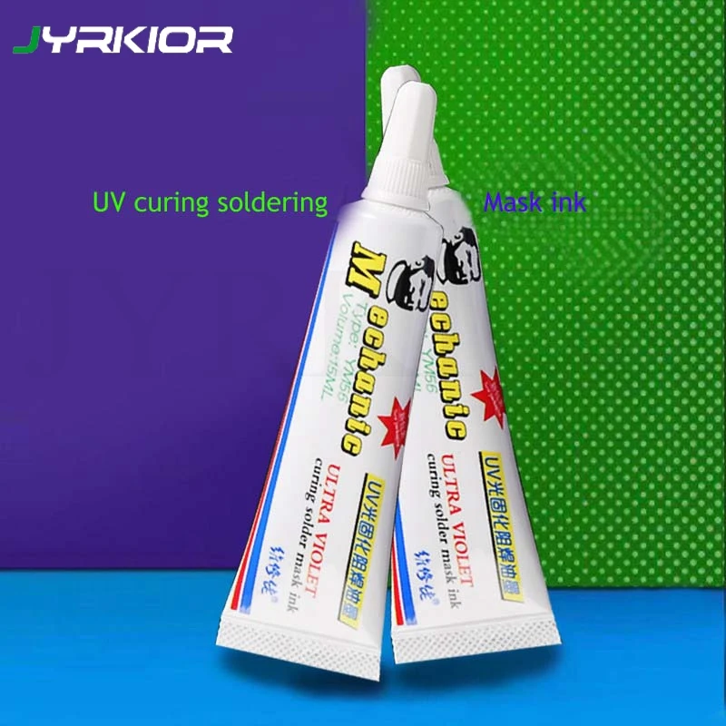 

Jyrkior Mechanic YM56 Needle Insert Green Oil UV Light Curing Ink PCB BGA Circuit Board Special Solder Mask Oil Green Oil