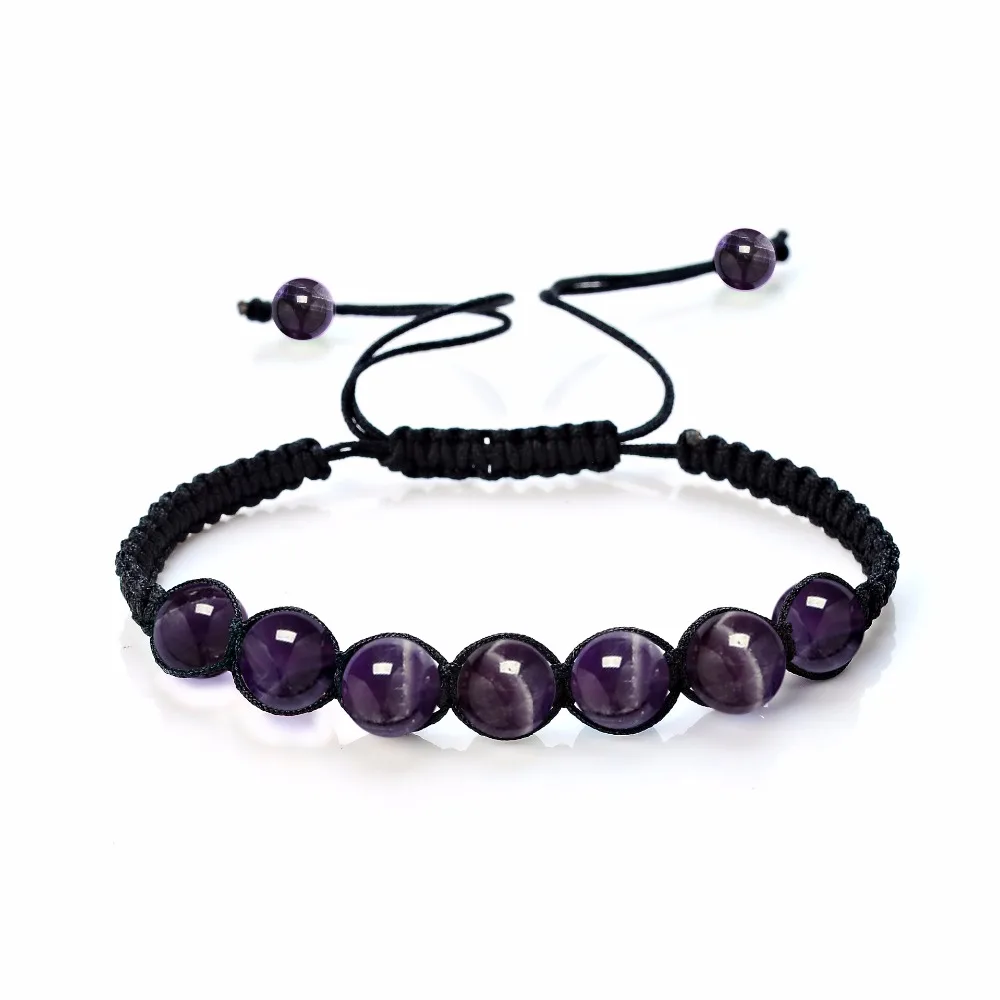 Модный браслет для йоги из натуральных камней 8 мм тигровый глаз лазурит фиолетовый Кварц из бисера ручной работы веревочные браслеты для женщин и мужчин