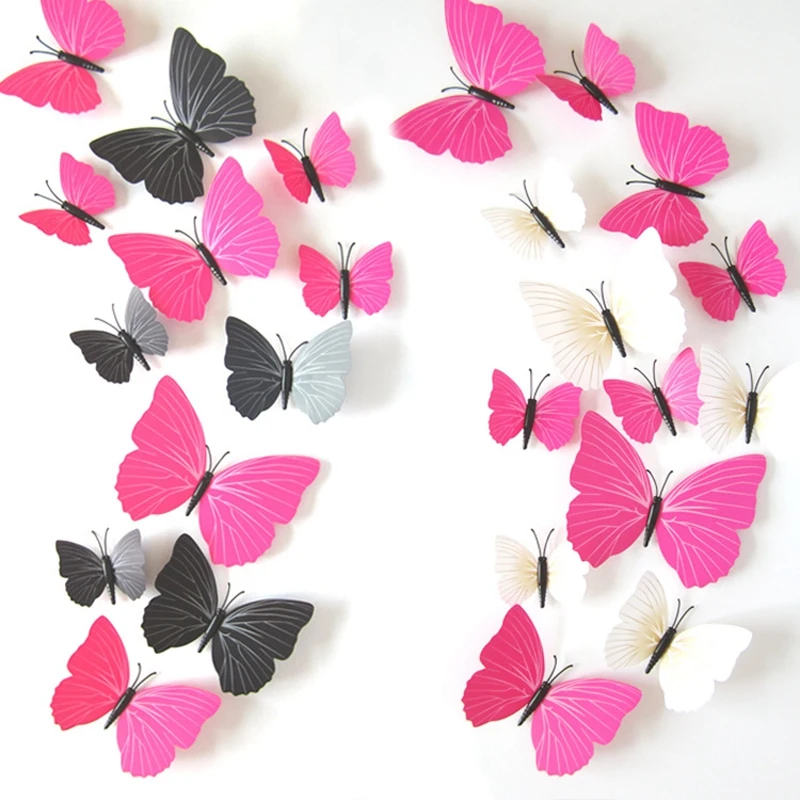 

12pcs 3D Butterfly Fridge Magnet Stickers for Bedroom Halloween Christmas Party Decor Pin Butterflies Curtain Wall Decals DC23