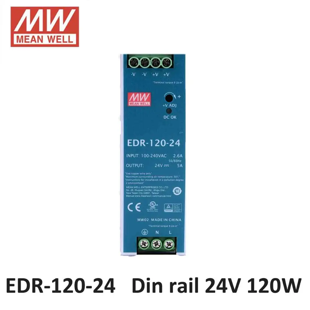 

Mean Well EDR-120 промышленный din-рейку источник питания 120 Вт 24 в 12 В 48 В Meanwell драйвер импульсного источника питания ac в dc smps
