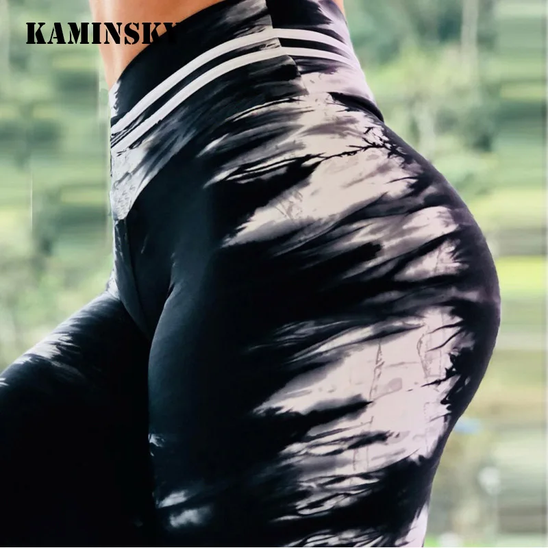 Kaminsky Лидер продаж черный и белый цифровой печати леггинсы высокая эластичность держать тонкий брюки для девочек Push Up Женский Леггинс