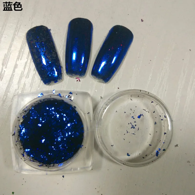 

1 Box Magic Mirror Japanese Gold Foil Nail Glitter Irregular Flakes 7 Colors Sequins Powder Aluminum Chrome Pigment Nail Decor