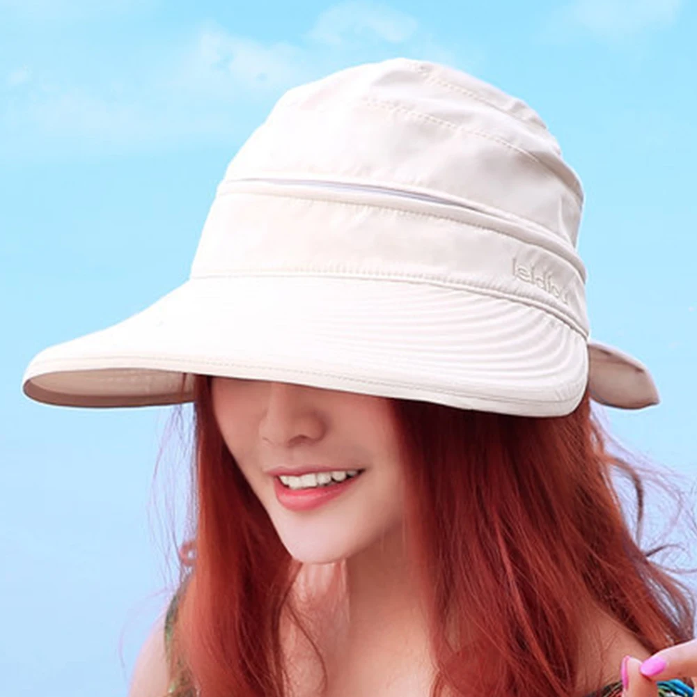 Козырьки для улицы, Пешие прогулки, пляж, путешествия, сплошной бант, корейский стиль, женская шляпа от солнца, летняя практичная Складная Кепка, модная - Цвет: Бежевый