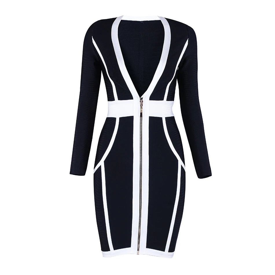 2017-Newest-Winter-Bandage-Dress-Women-Celebrity-Party-Long-Sleeve-V-Neck-Sexy-Night-Out-Dress (2)